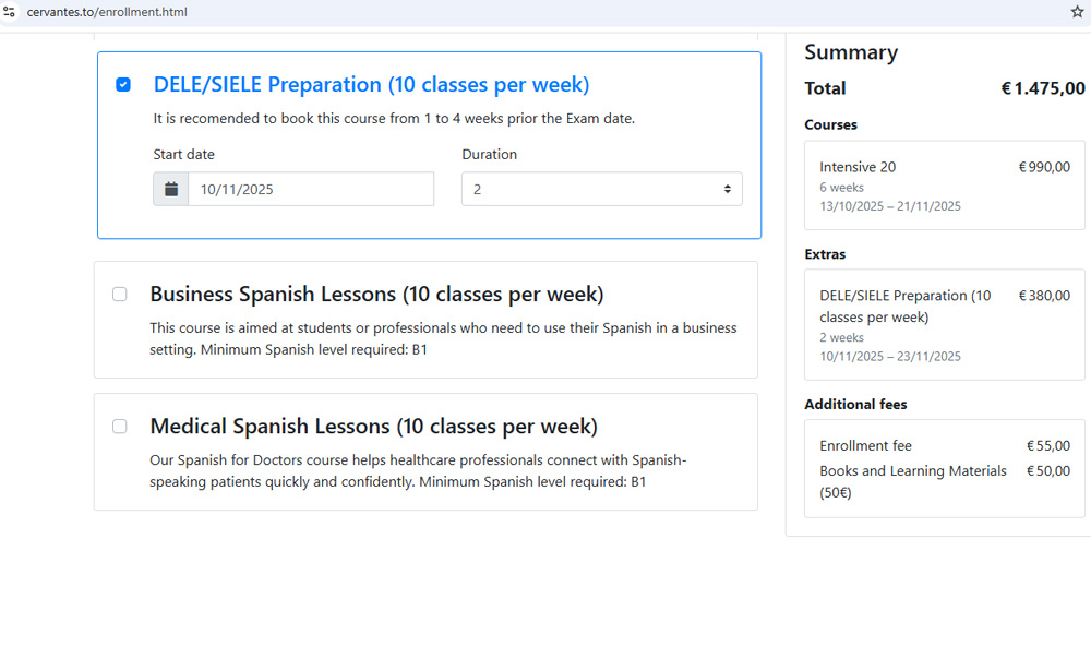 DELE preparation programme example 2